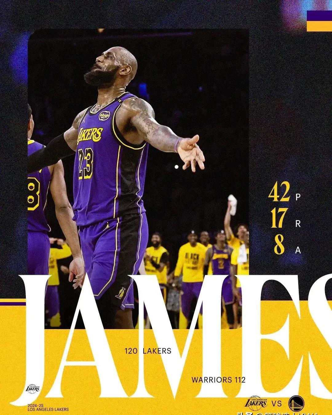 湖人大胜骑士，詹皇发挥稳定